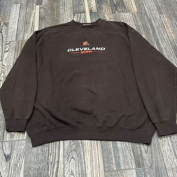 🔥🏈 Vintage CLEVELAND BROWNS NFL Embroidered Fleece CREWNECK Size XL - EXCELLEN - Picture 4 of 9